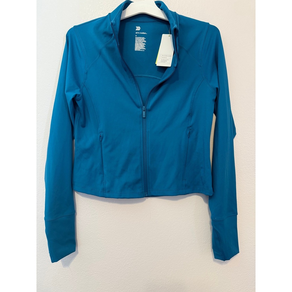 All in Motion Dynamic Flex Full-Zip Jacket Dark Teal Blue Womens Medium NWT